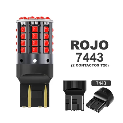 7443 (T20) 44 LED CREE ROJO FIJO/FIJO
