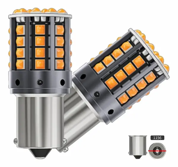 Bombillos 44 LED CREE 1 contacto ámbar alto brillo par 1156