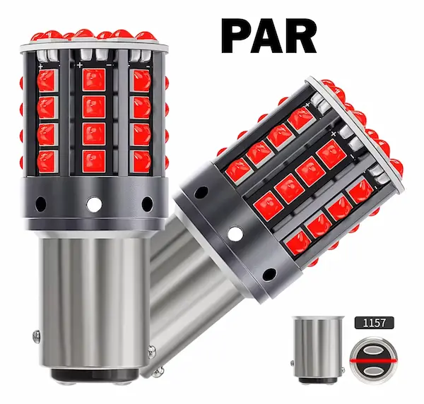 Bombillos 44 LED CREE 2 contactos rojo alto brillo par 1157